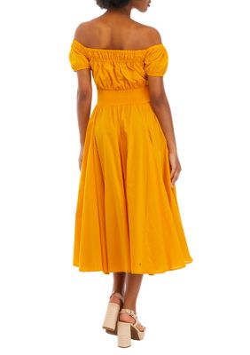 Women's Off the Shoulder Woven Midi Dress