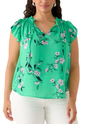 PHILOSOPHY BY REPUBLIC Women's Plus Size Short Flutter Sleeve Top