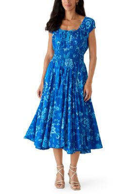 PHILOSOPHY BY REPUBLIC Women's Short Sleeve Floral Pleated Peasant Dress