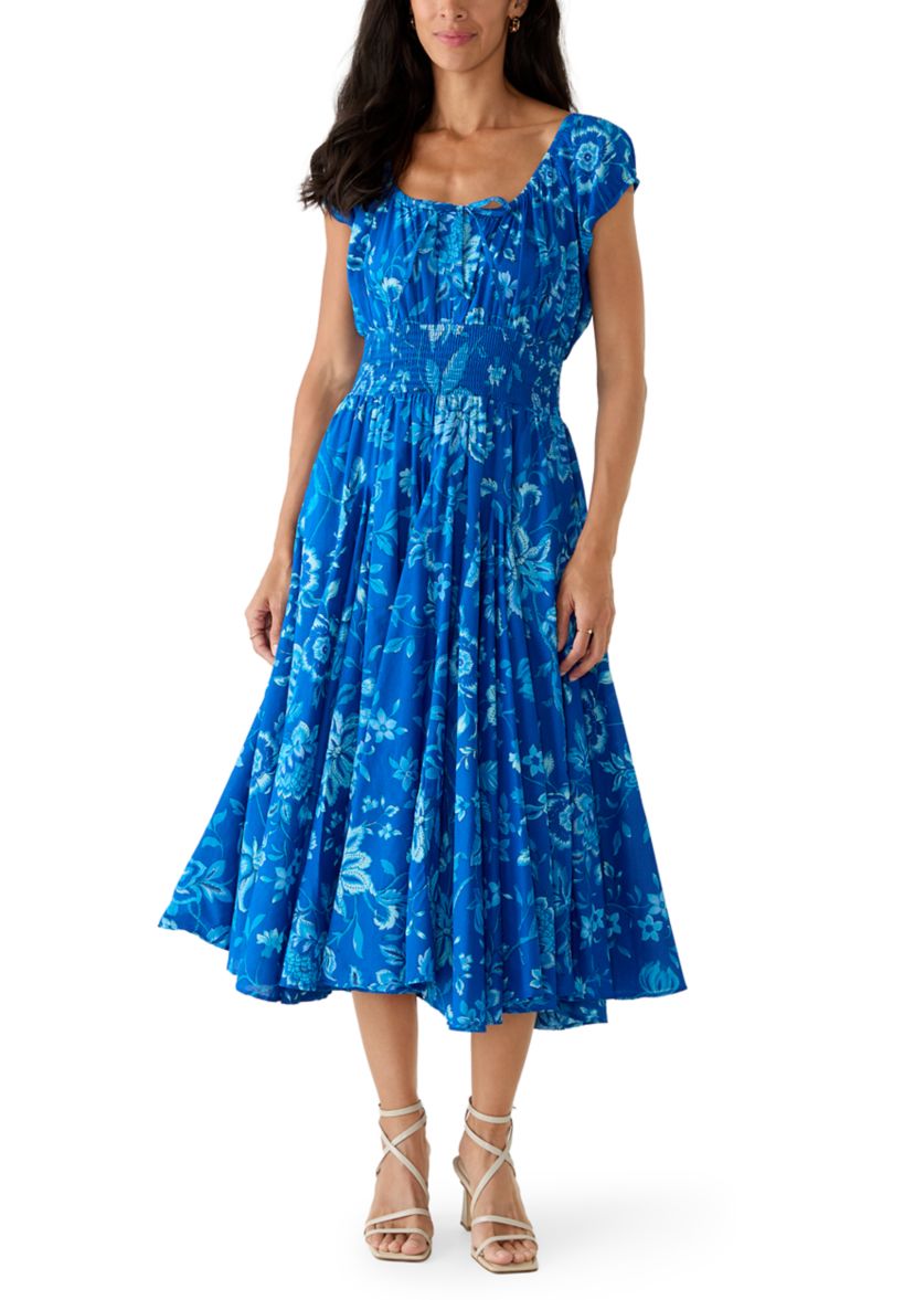 Philosophy Women's Short Sleeve Floral Pleated Peasant Dress | Belk