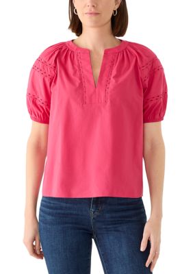 PHILOSOPHY BY REPUBLIC Women's Puff Sleeve Eyelet Blouse