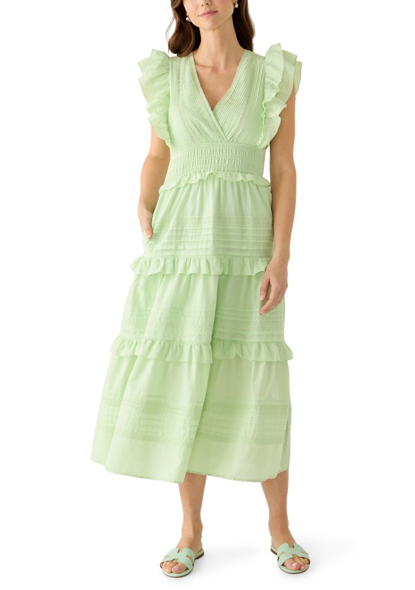 flutter sleeve v-neck tiered bridesmaid dress Long Formal Flutter Sleeves Bridesmaids Dress main image 0