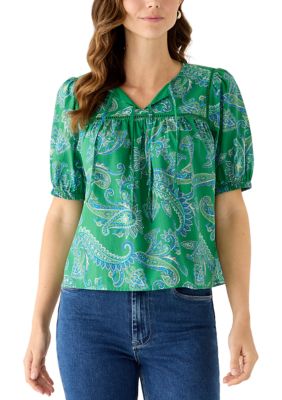 PHILOSOPHY BY REPUBLIC Women's Short Sleeve Paisley Blouse
