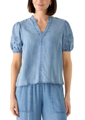PHILOSOPHY BY REPUBLIC Women's Cutout Split Neck Top