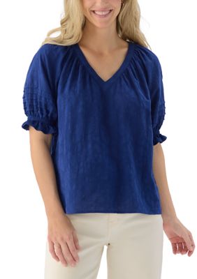 PHILOSOPHY BY REPUBLIC Women's Short Sleeve V-Neck Texture Knit Top