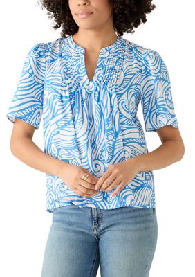 PHILOSOPHY BY REPUBLIC Women's Split Neck Swirl Print Top
