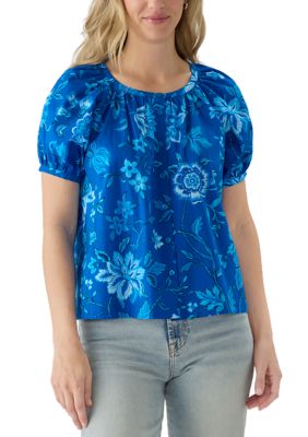 PHILOSOPHY BY REPUBLIC Women's Puff Sleeve Button Front Floral Blouse