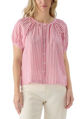 PHILOSOPHY BY REPUBLIC Women's Puff Sleeve Button Front Striped Blouse