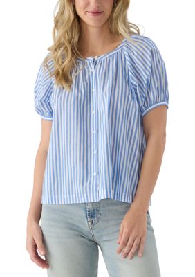 PHILOSOPHY BY REPUBLIC Women's Puff Sleeve Button Front Striped Blouse