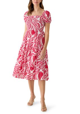 PHILOSOPHY BY REPUBLIC Women's Puff Sleeve Smocked Paisley Midi Dress
