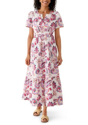 PHILOSOPHY BY REPUBLIC Women's Short Sleeve Split Neck Midi Dress