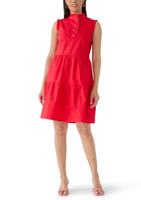PHILOSOPHY BY REPUBLIC Women's Petite Sleeveless Ruffle Button Tiered Dress