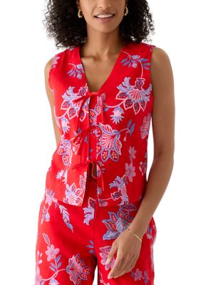 PHILOSOPHY BY REPUBLIC Women's Sleeveless Tie Front Floral Top