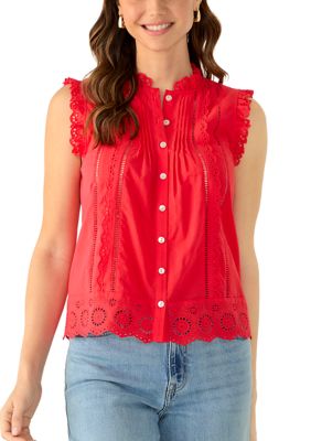 PHILOSOPHY BY REPUBLIC Women's Sleeveless Crochet Trim Blouse