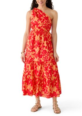 PHILOSOPHY BY REPUBLIC Women's Ruffle One Shoulder Floral Midi Dress