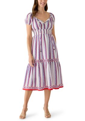 PHILOSOPHY BY REPUBLIC Women's Puff Sleeve Smocked Waist Print Dress