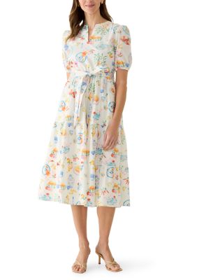 PHILOSOPHY BY REPUBLIC Women's Tiered Postcard Print Midi Dress