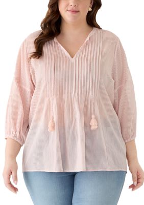 PHILOSOPHY BY REPUBLIC Women's Plus Size Pintuck Peasant Woven Shirt