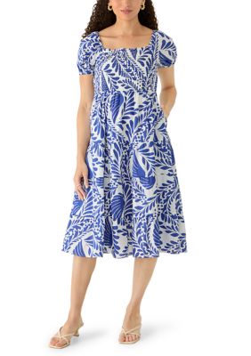 PHILOSOPHY BY REPUBLIC Women's Petite Puff Sleeve Smocked Tiered Dress