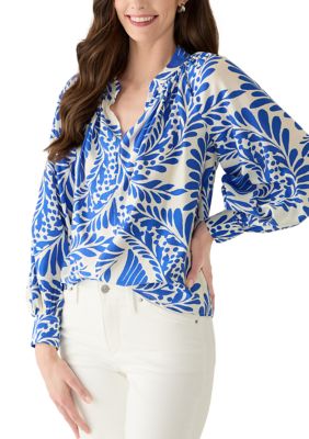 PHILOSOPHY BY REPUBLIC Women's Split Neck Long Sleeve Oversized Blouse