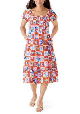 PHILOSOPHY BY REPUBLIC Women's Petite Sleeveless Ruffle Button Tiered Dress
