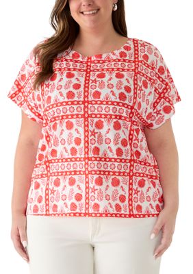PHILOSOPHY BY REPUBLIC Women's Plus Size Short Dolman Sleeve Knit Top