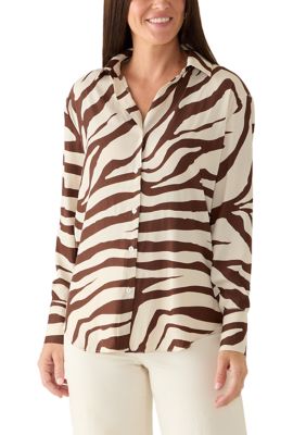PHILOSOPHY BY REPUBLIC Women's Animal Print Button Down Top