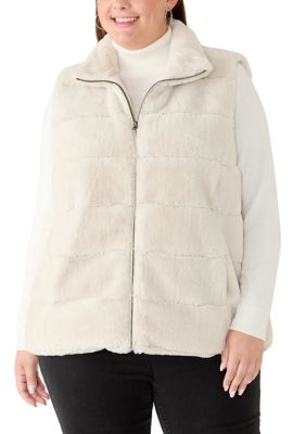 PHILOSOPHY BY REPUBLIC Women's Plus Size Sleeveless Faux Fur Zip Front Vest