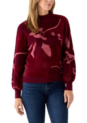 MUSE Republic Clothing Women's Petite Balloon Sleeve Mock Neck Sweater, Small