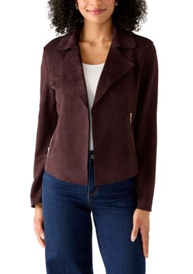 MUSE Republic Clothing Women's Vegan Suede Moto Jacket, Small
