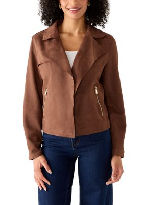 MUSE Republic Clothing Women's Vegan Suede Moto Jacket, Small