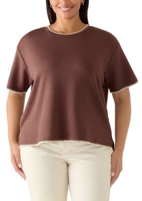 PHILOSOPHY BY REPUBLIC Women's Plus Size Short Sleeve Knit Scuba T-Shirt