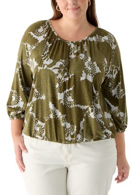 PHILOSOPHY BY REPUBLIC Women's Plus Size 3/4 Sleeve Printed Knit Top
