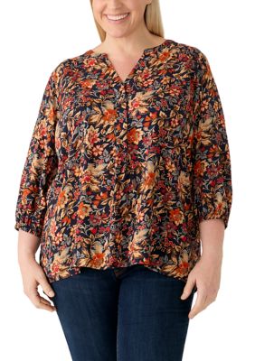 PHILOSOPHY BY REPUBLIC Women's Plus Size 3/4 Sleeve Popover Top, 3X