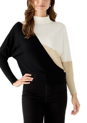PHILOSOPHY BY REPUBLIC Women's Long Sleeve Colorblock Dolman Sleeve Funnel Neck Sweater, XL