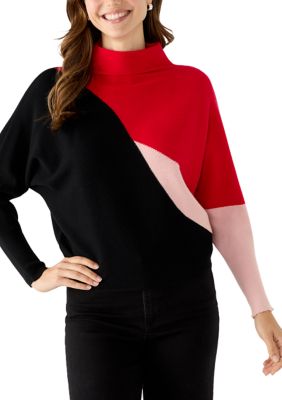 PHILOSOPHY BY REPUBLIC Women's Long Sleeve Colorblock Dolman Sleeve Funnel Neck Sweater