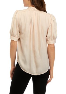 Women's Puff Sleeve Collared Blouse
