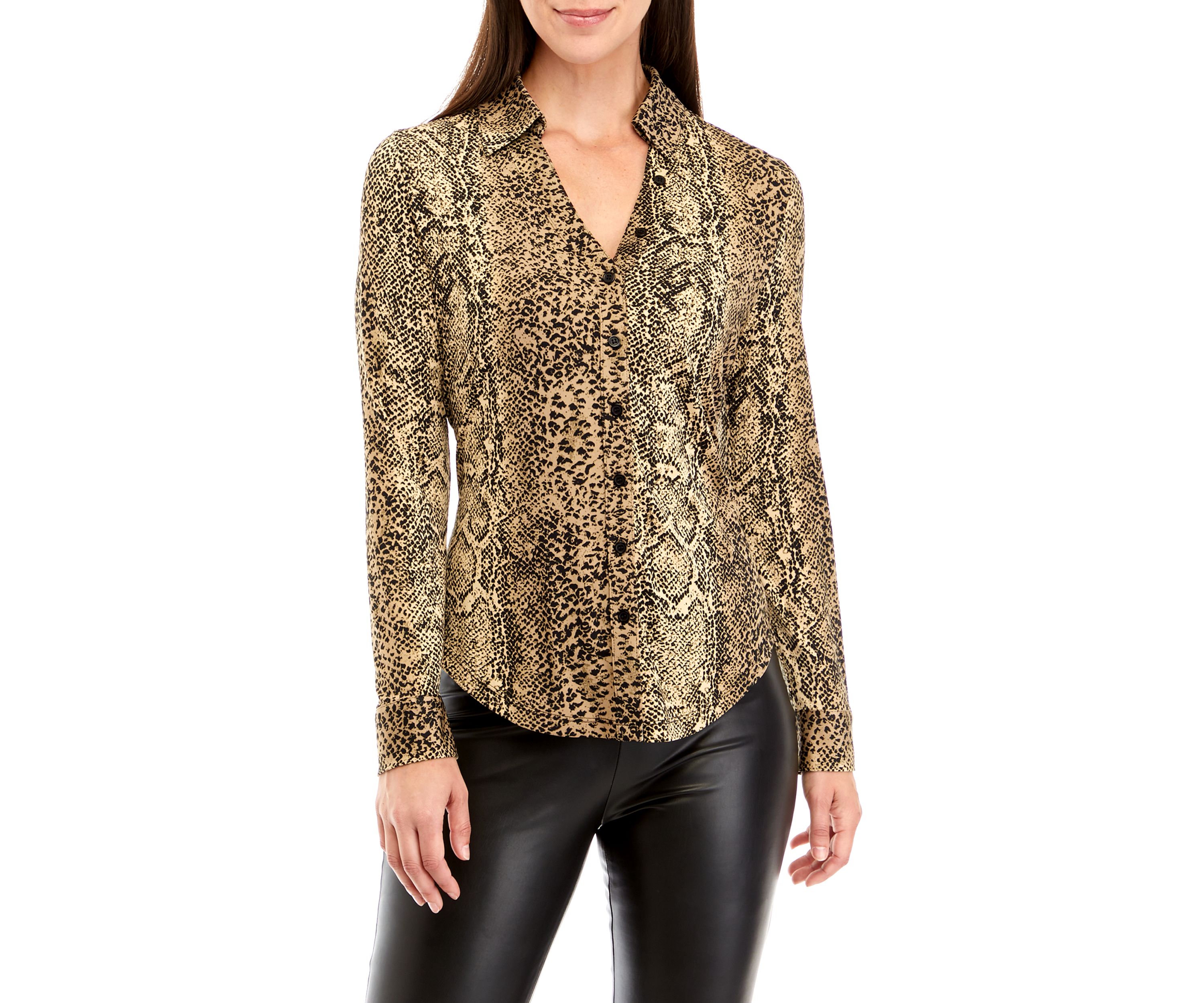 Long Sleeve Snakeskin Print Top 