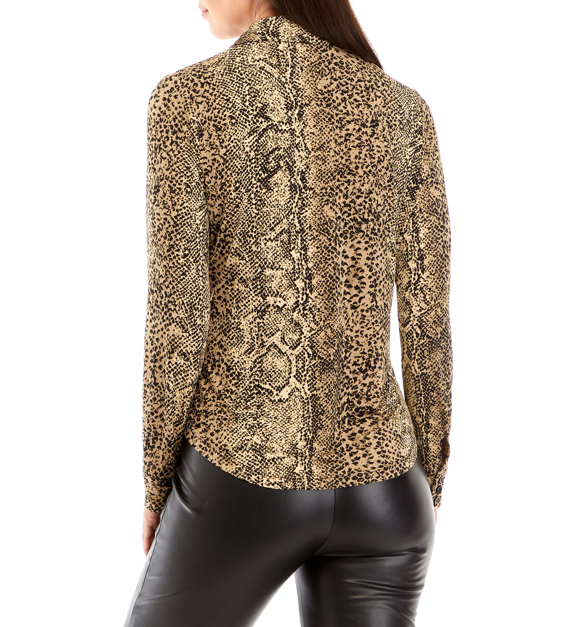 Long Sleeve Snakeskin Print Top 