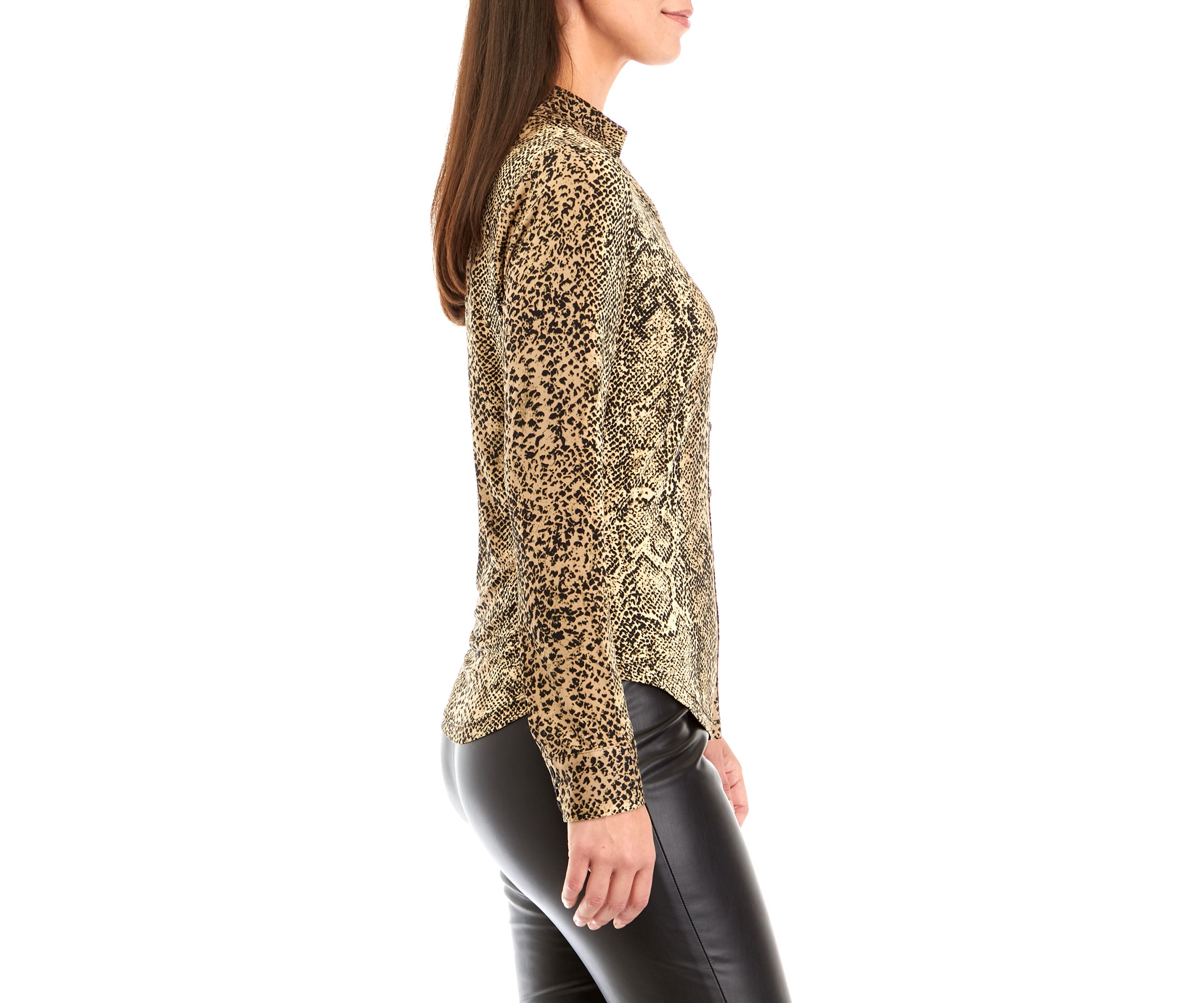 Long Sleeve Snakeskin Print Top 