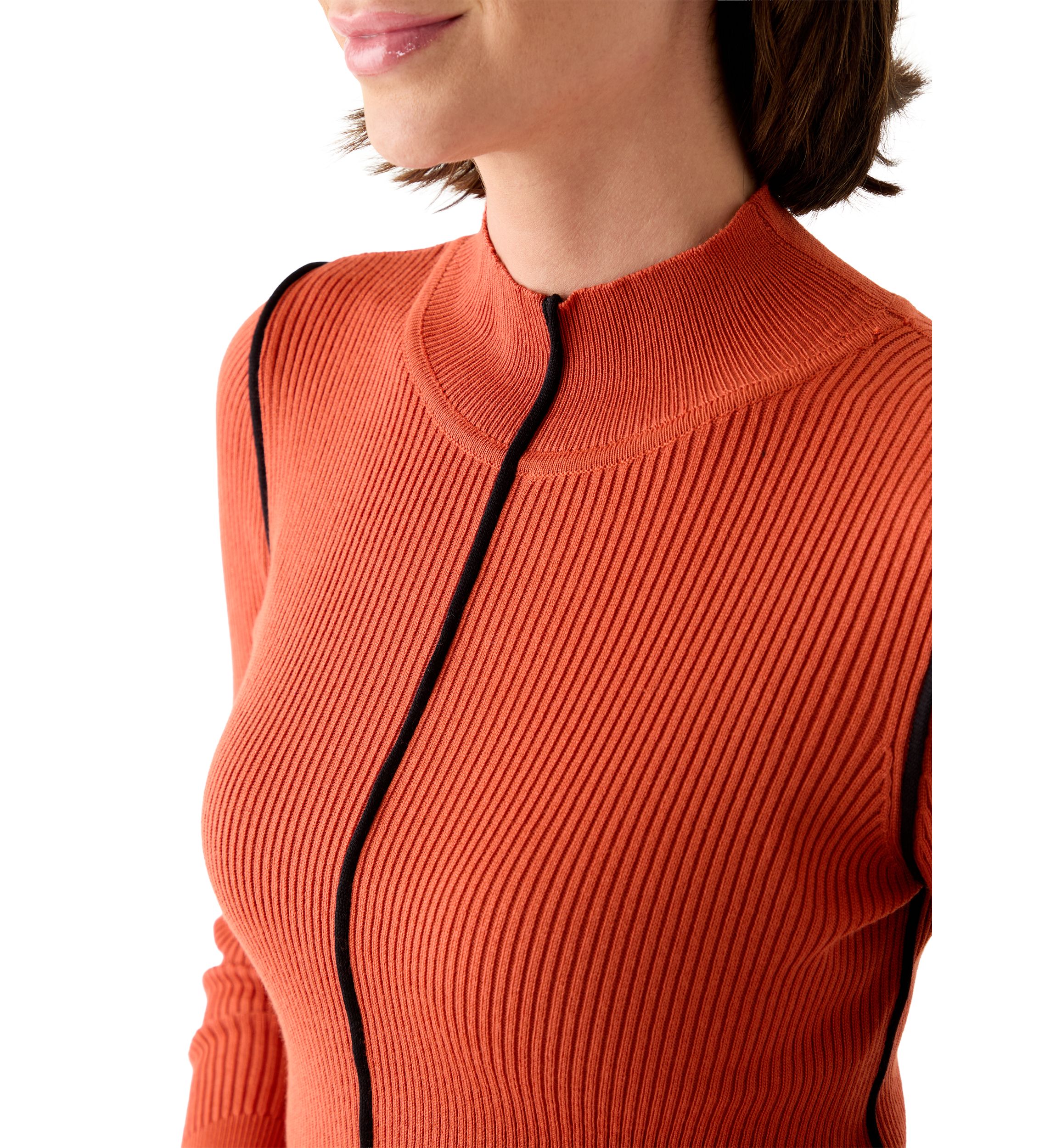 Womens Mock Neck Sweater with Contrast Piping