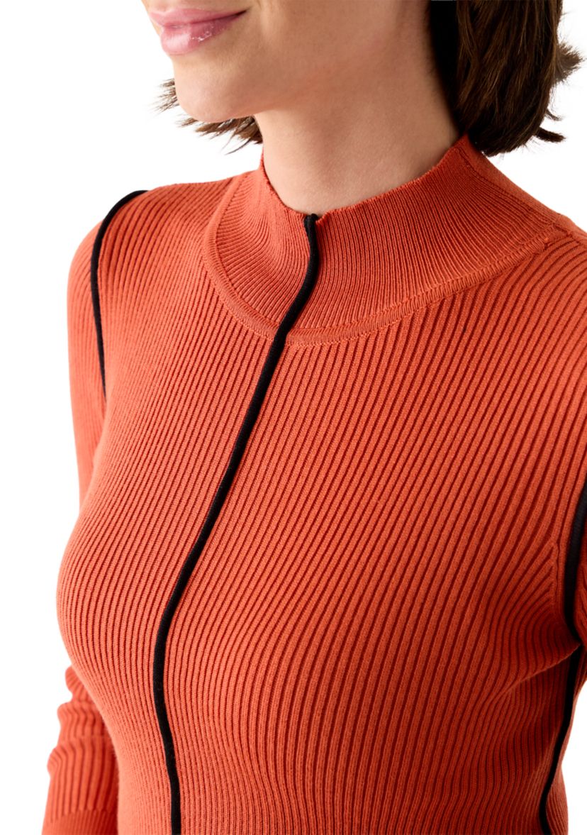 Womens Mock Neck Sweater with Contrast Piping