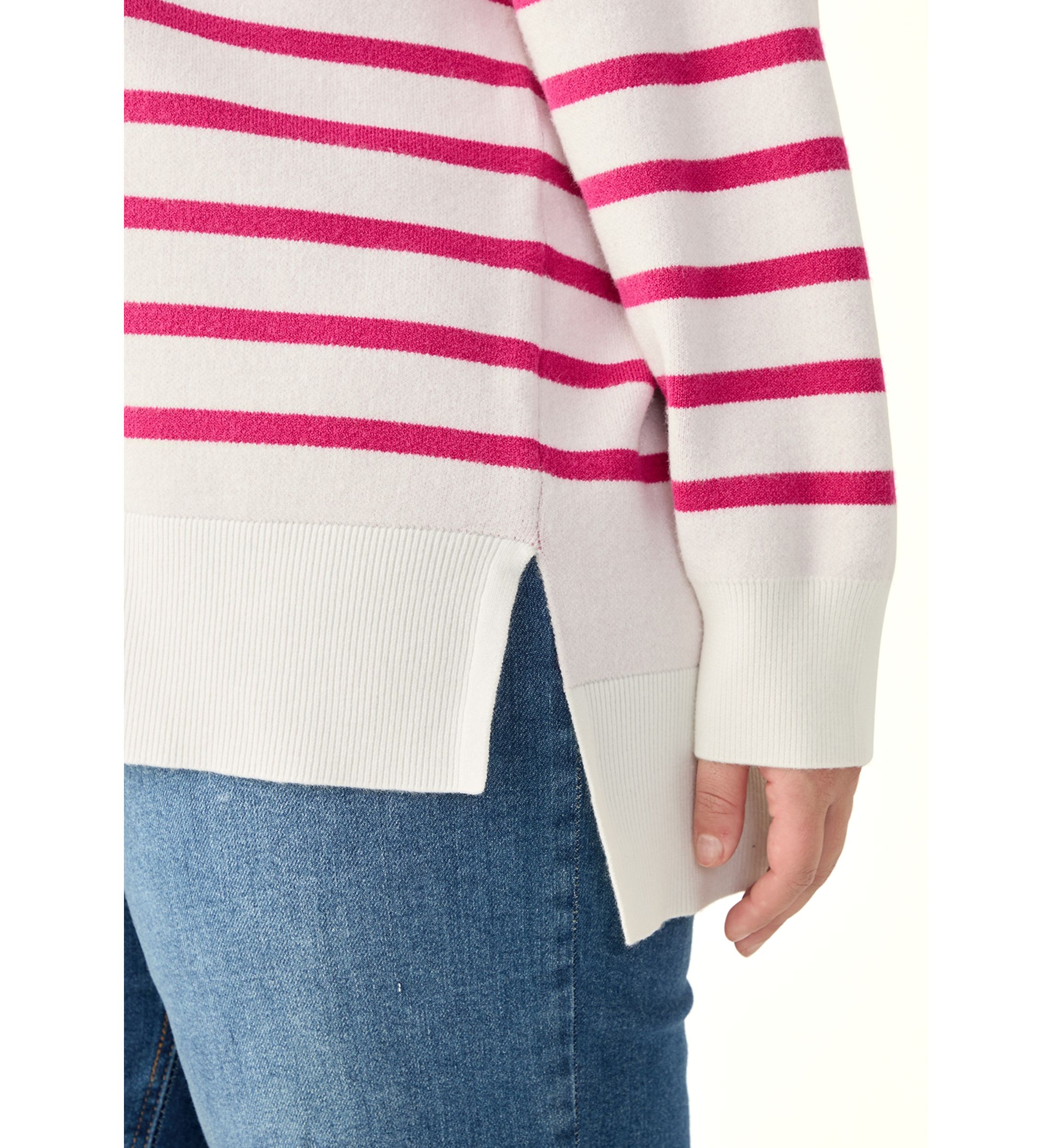 Plus Size Long Sleeve V-Neck Pullover with High/Low Hem 