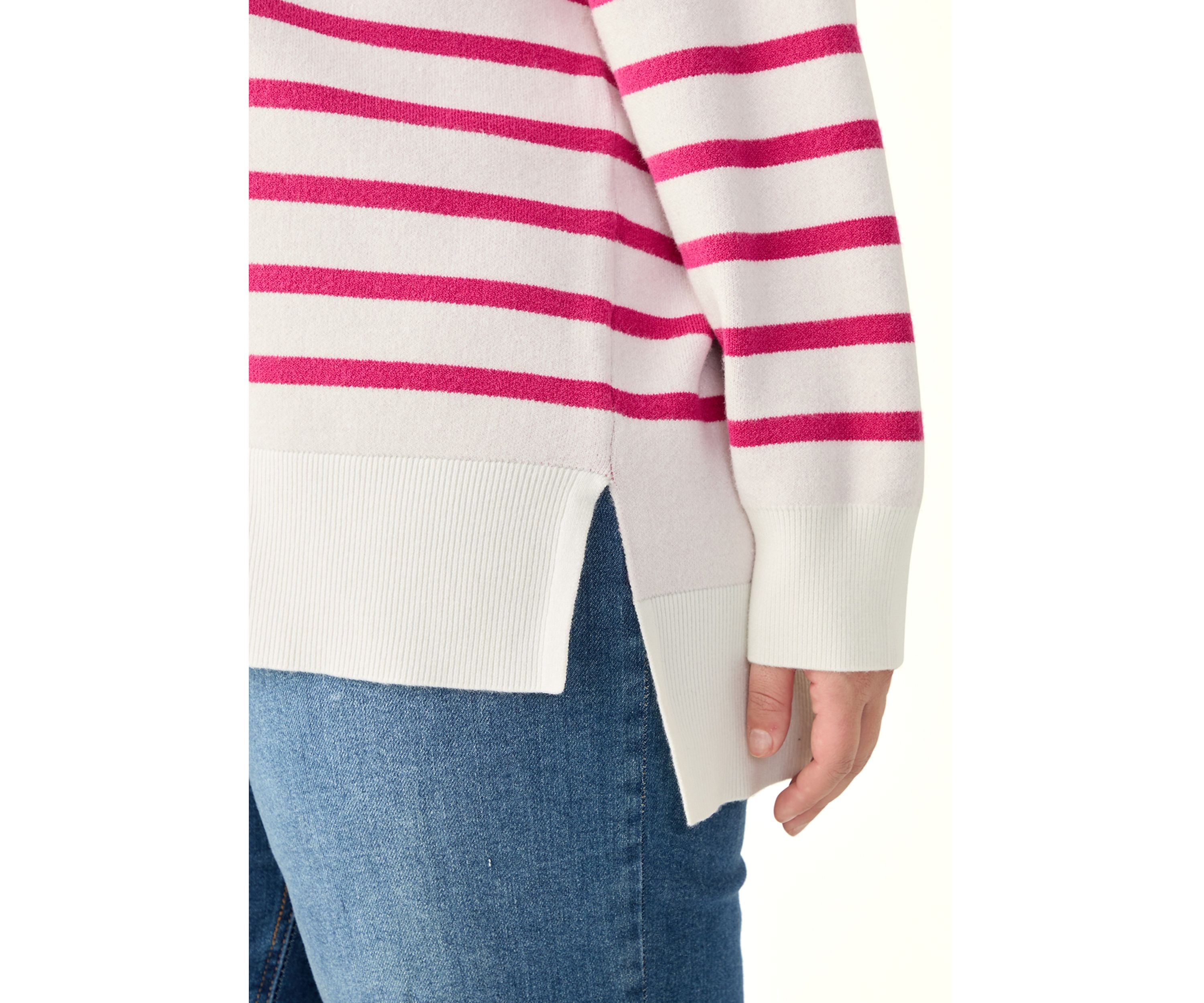 Plus Size Long Sleeve V-Neck Pullover with High/Low Hem 