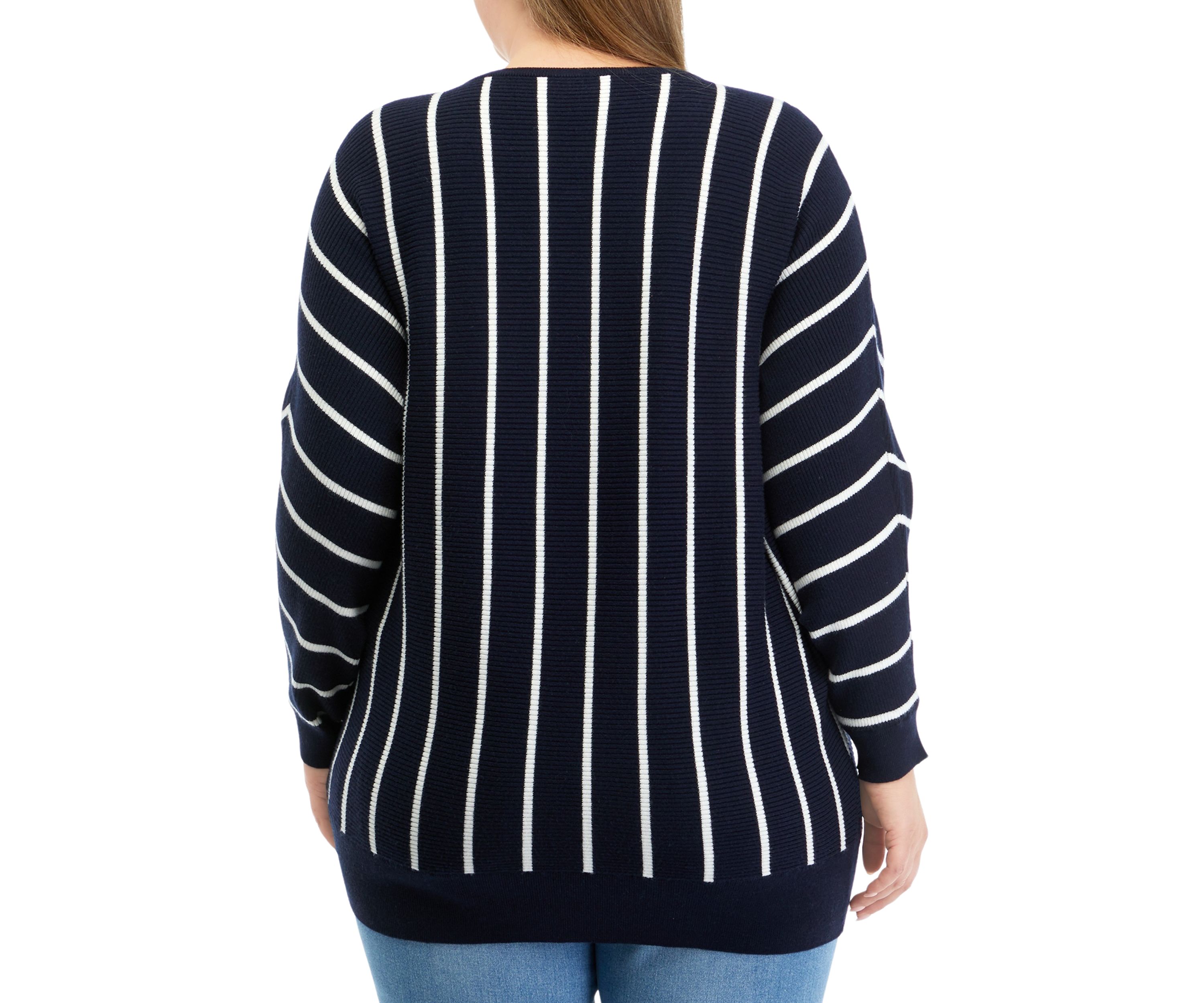 Plus Size Long Sleeve Boat Neck Dolman Sweater