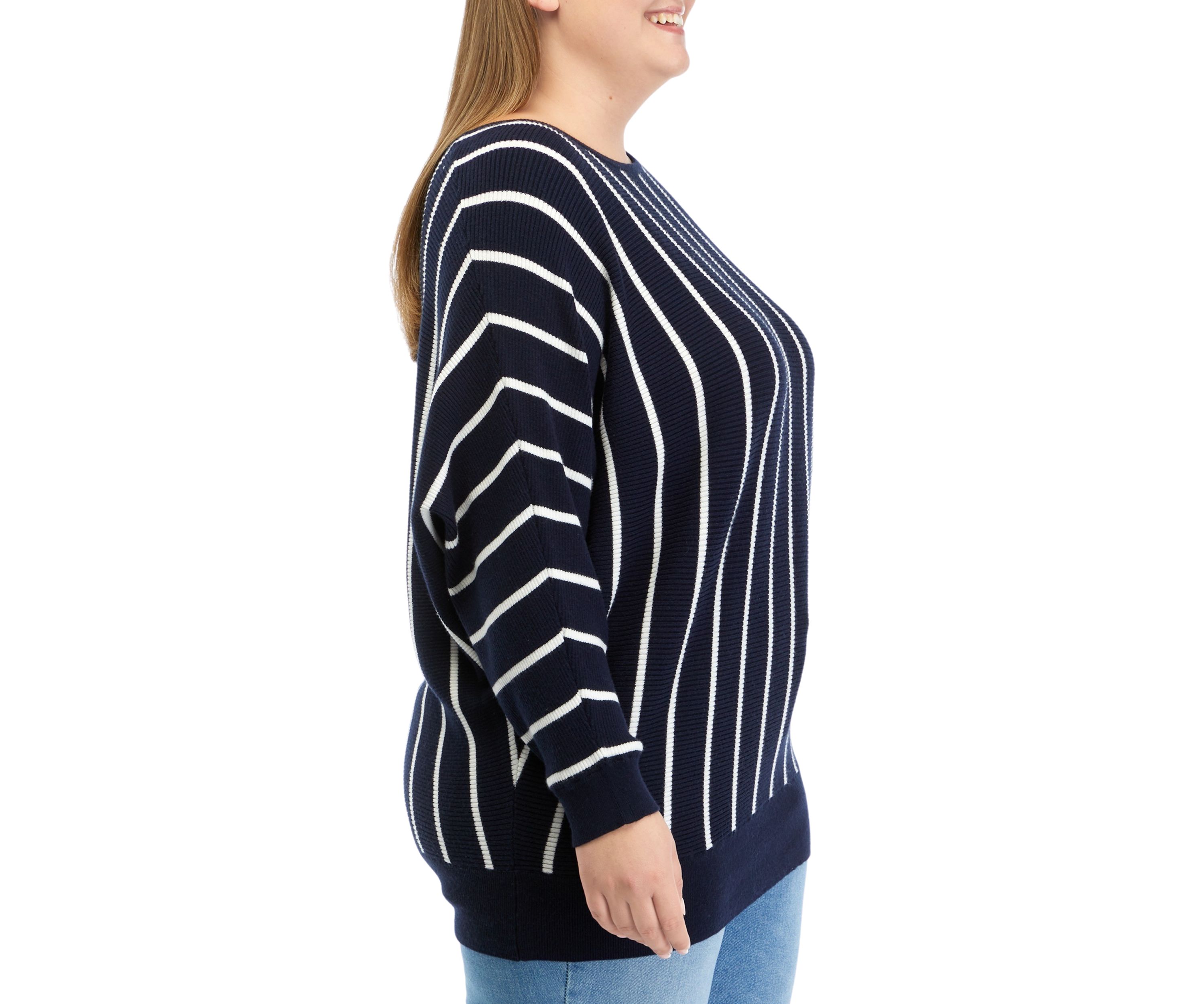 Plus Size Long Sleeve Boat Neck Dolman Sweater