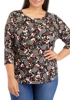 Philosophy Plus Size 3/4 Sleeve Printed Top | belk