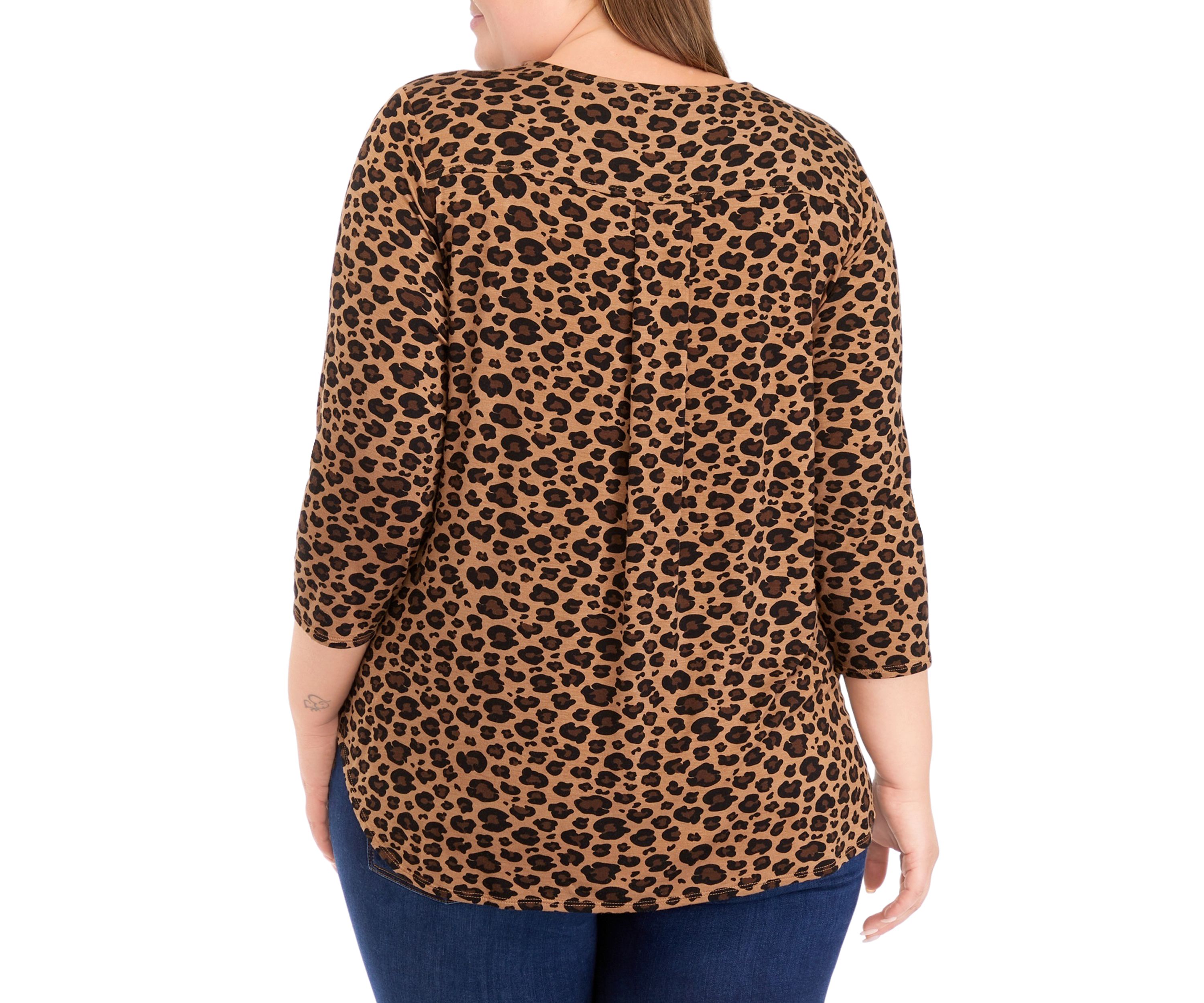 	  Plus Size 3/4 Sleeve Printed Top
