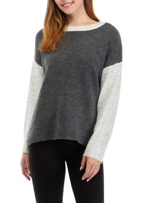 Women's Long Sleeve Color Block Crew Neck Sweater