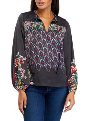 Women's Blouson Sleeve Printed Blouse